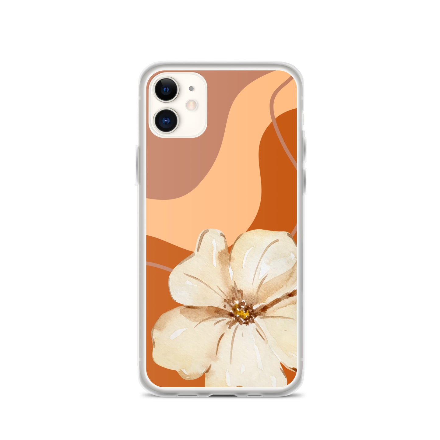 Fall Beige Color with White Flower- Clear Case for iPhone®