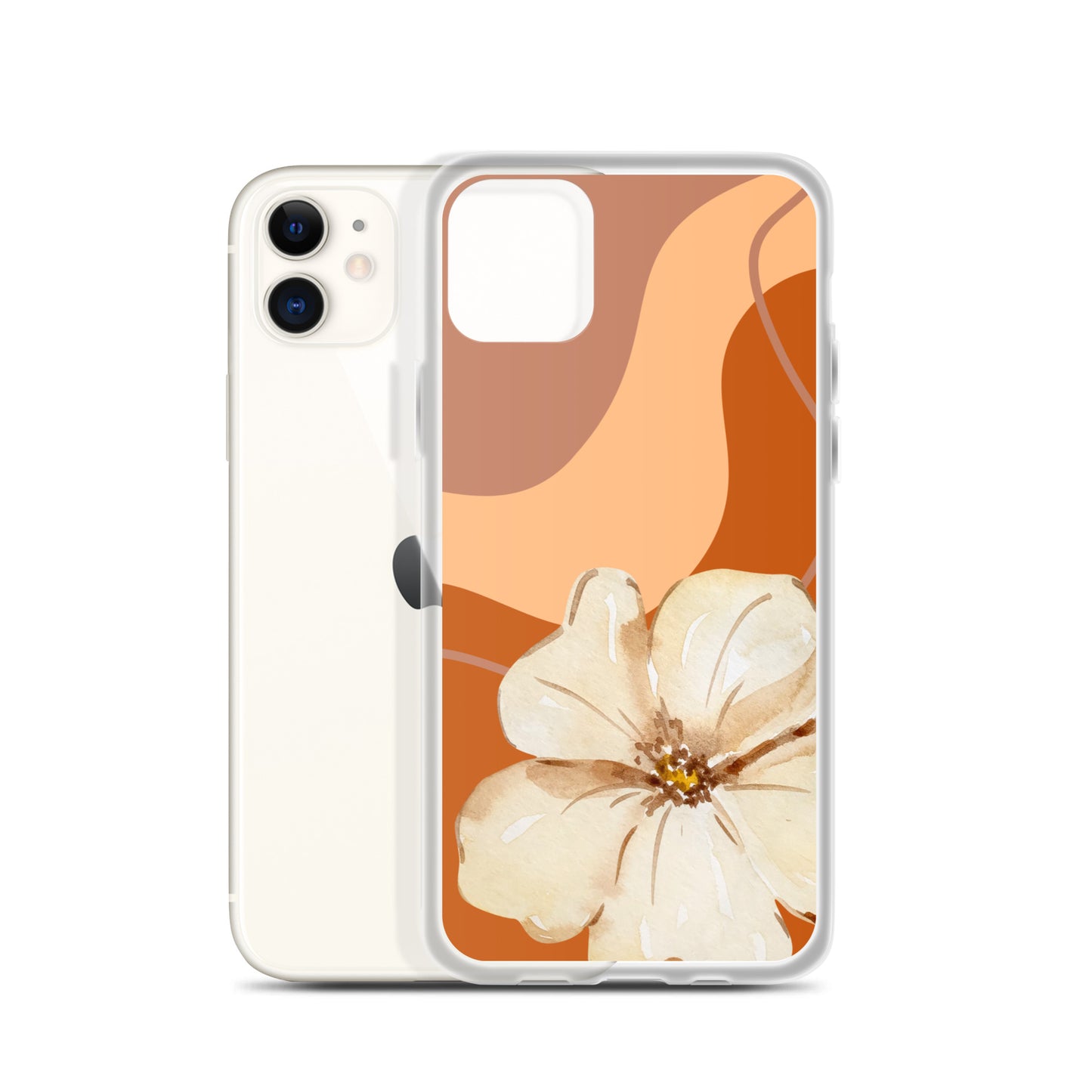 Fall Beige Color with White Flower- Clear Case for iPhone®