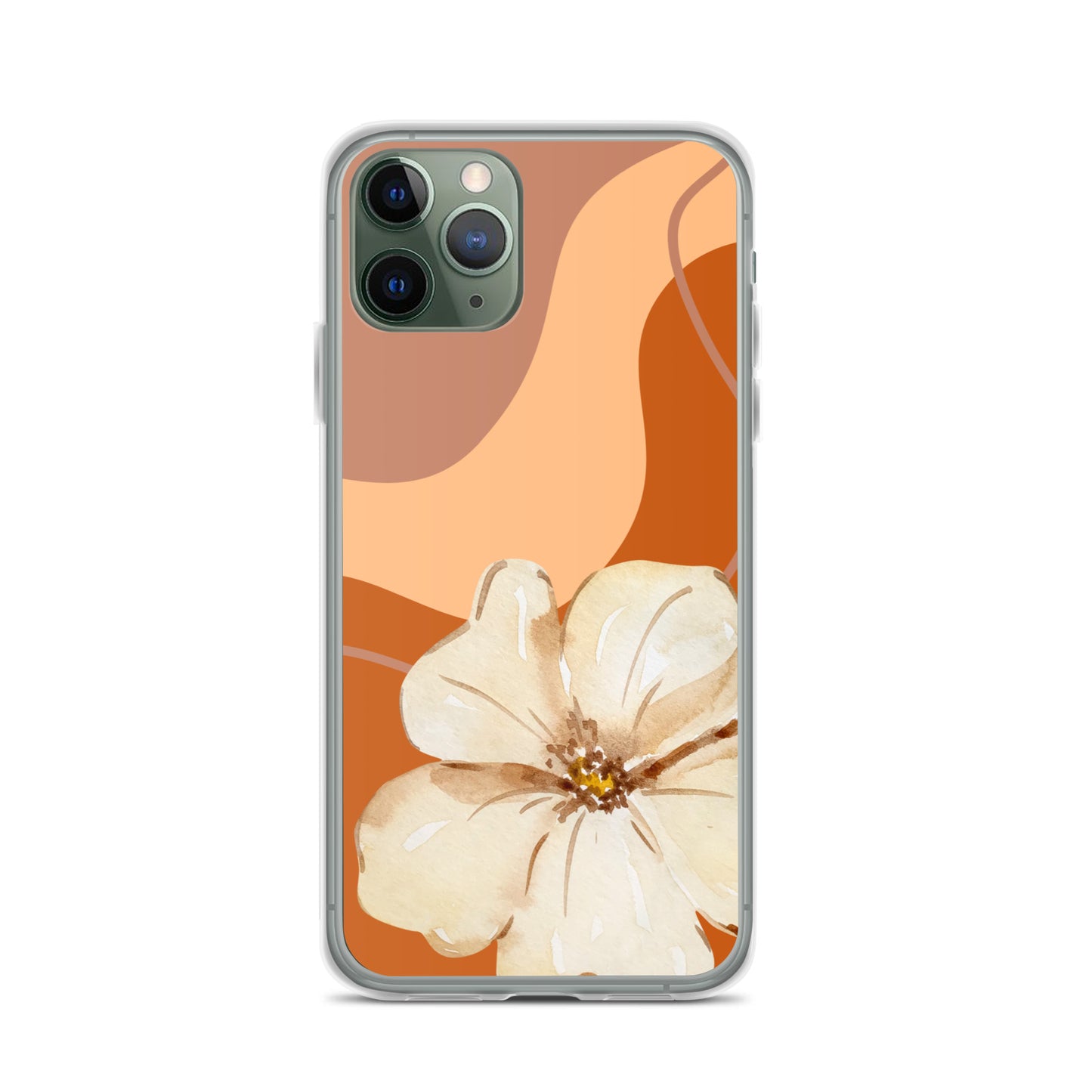 Fall Beige Color with White Flower- Clear Case for iPhone®