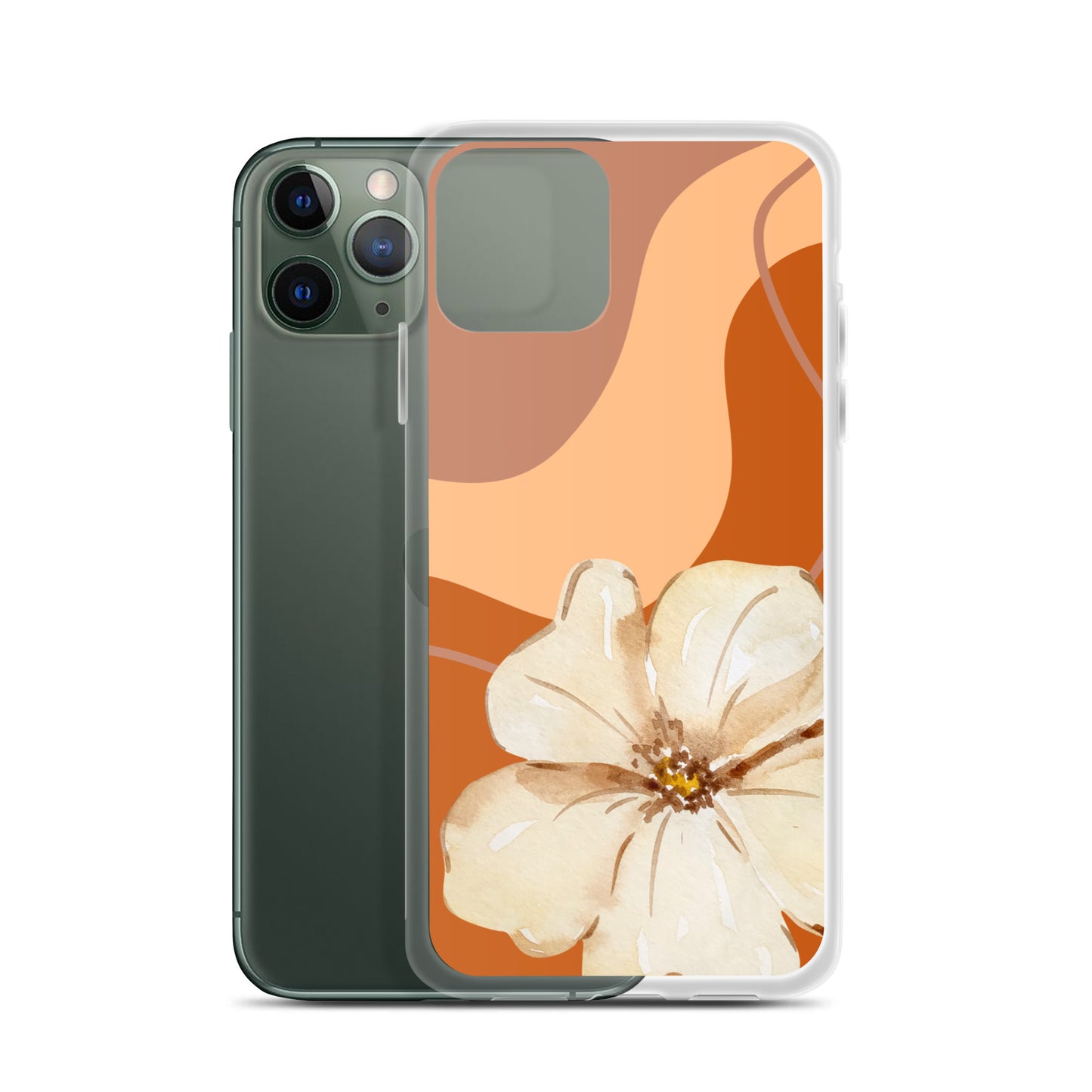 Fall Beige Color with White Flower- Clear Case for iPhone®