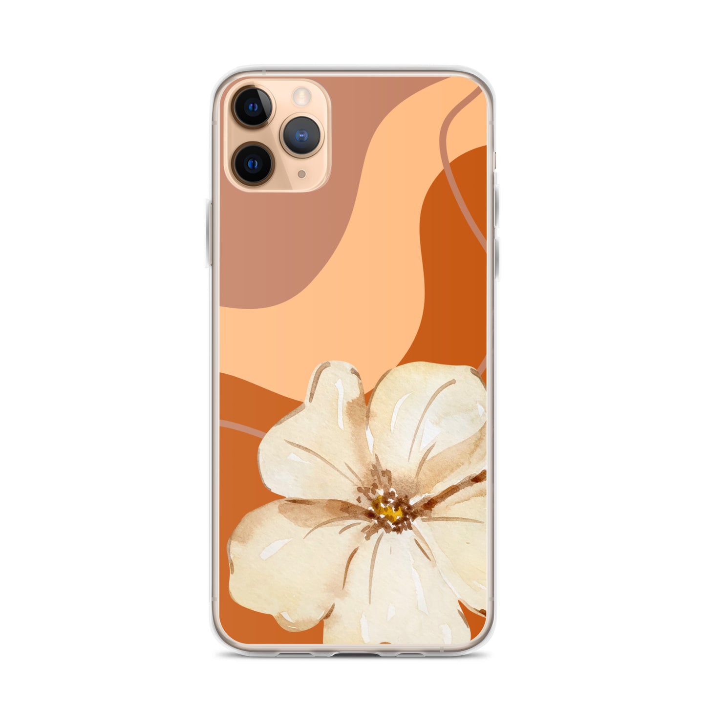 Fall Beige Color with White Flower- Clear Case for iPhone®