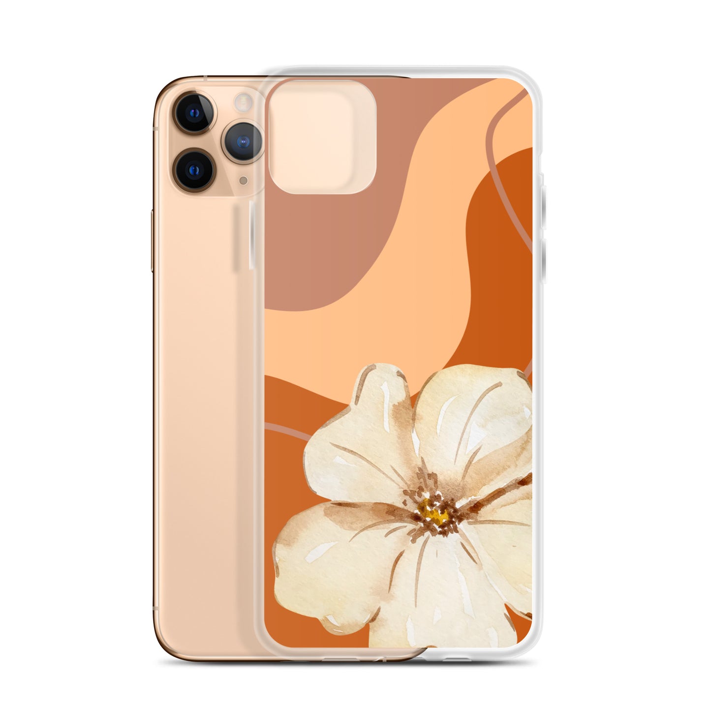 Fall Beige Color with White Flower- Clear Case for iPhone®