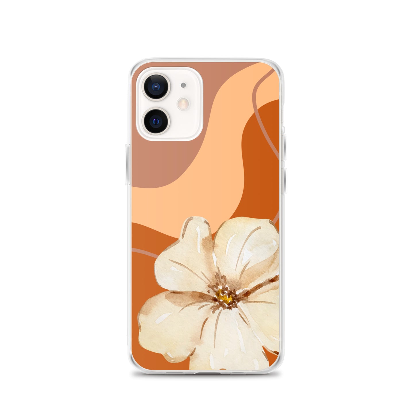 Fall Beige Color with White Flower- Clear Case for iPhone®