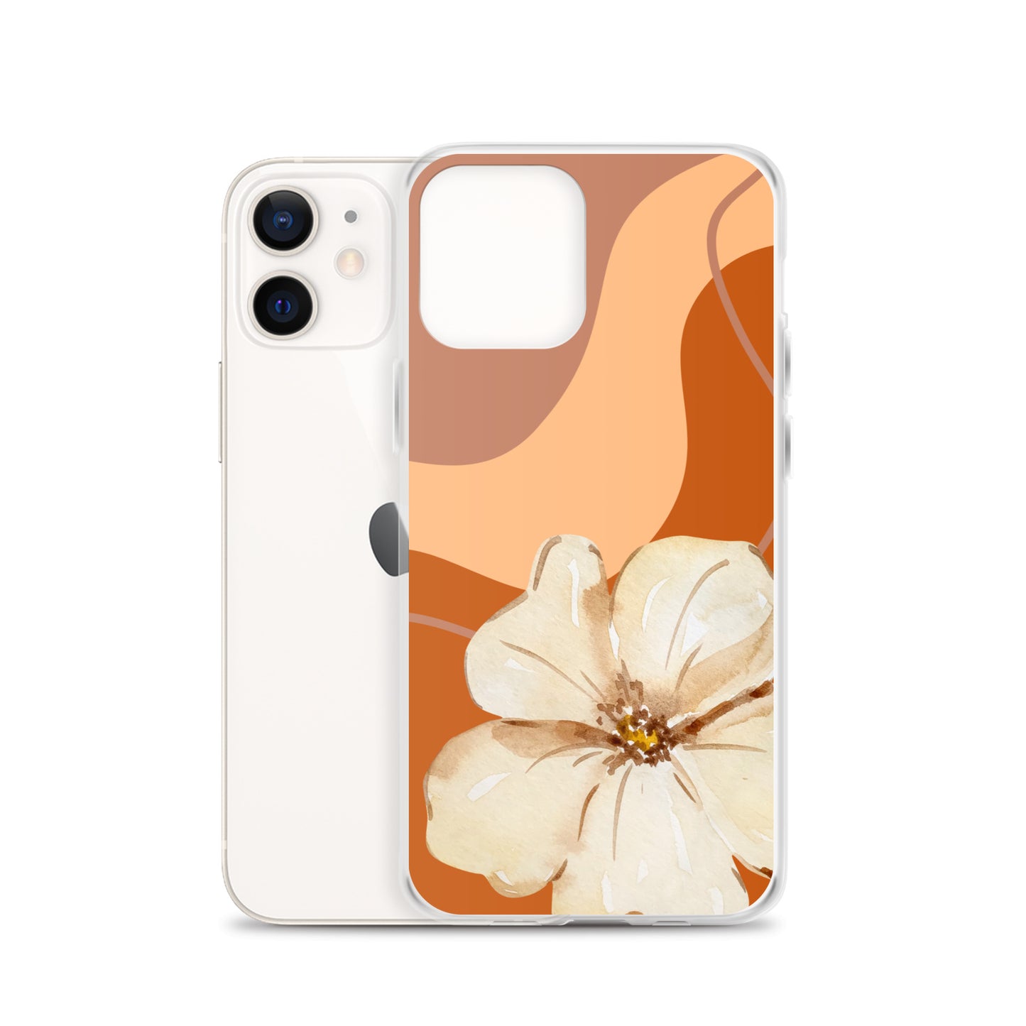 Fall Beige Color with White Flower- Clear Case for iPhone®