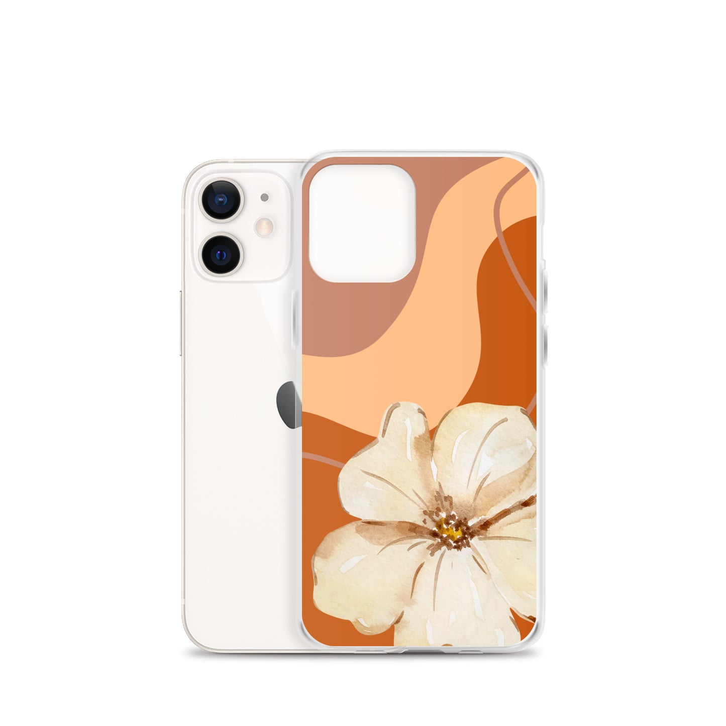 Fall Beige Color with White Flower- Clear Case for iPhone®