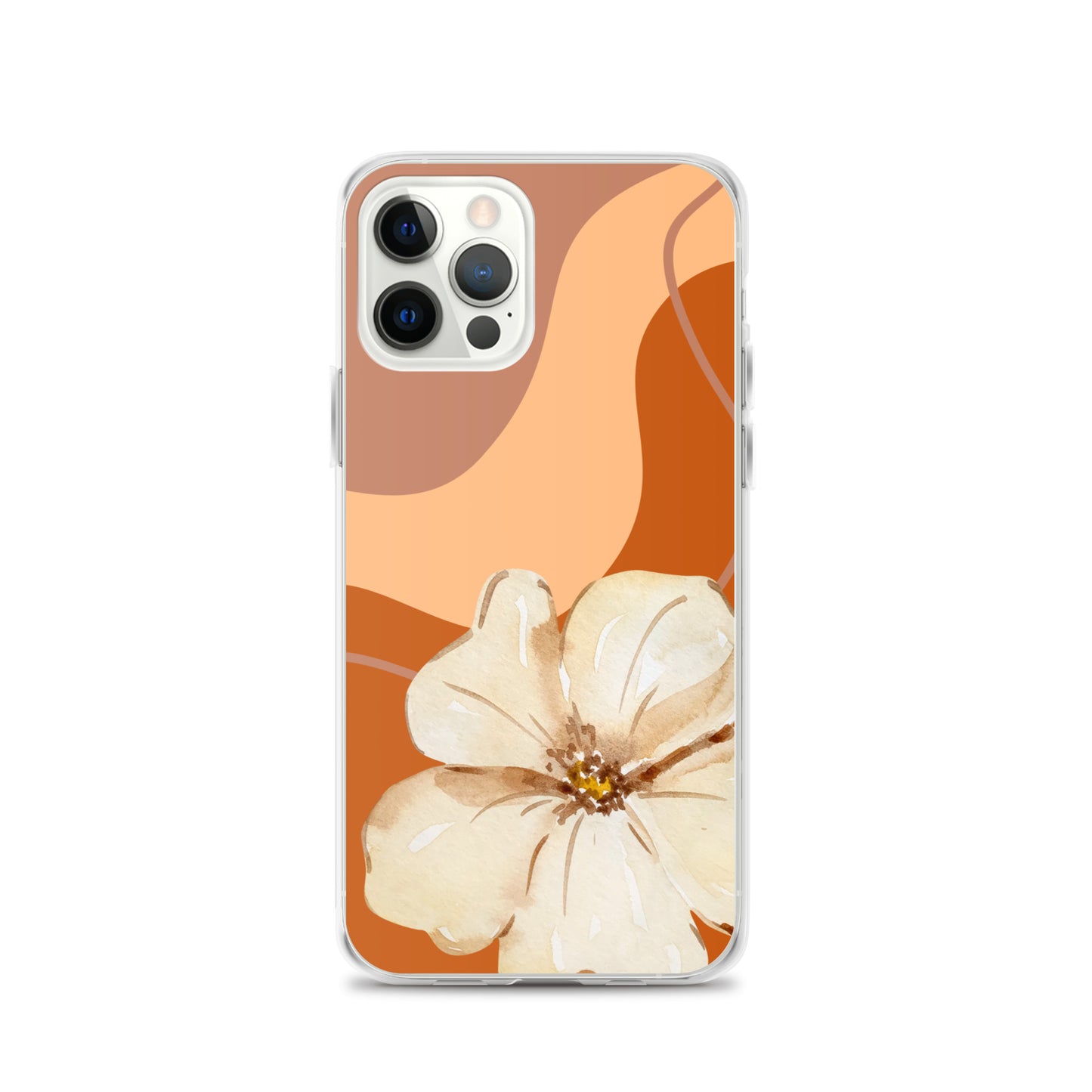 Fall Beige Color with White Flower- Clear Case for iPhone®