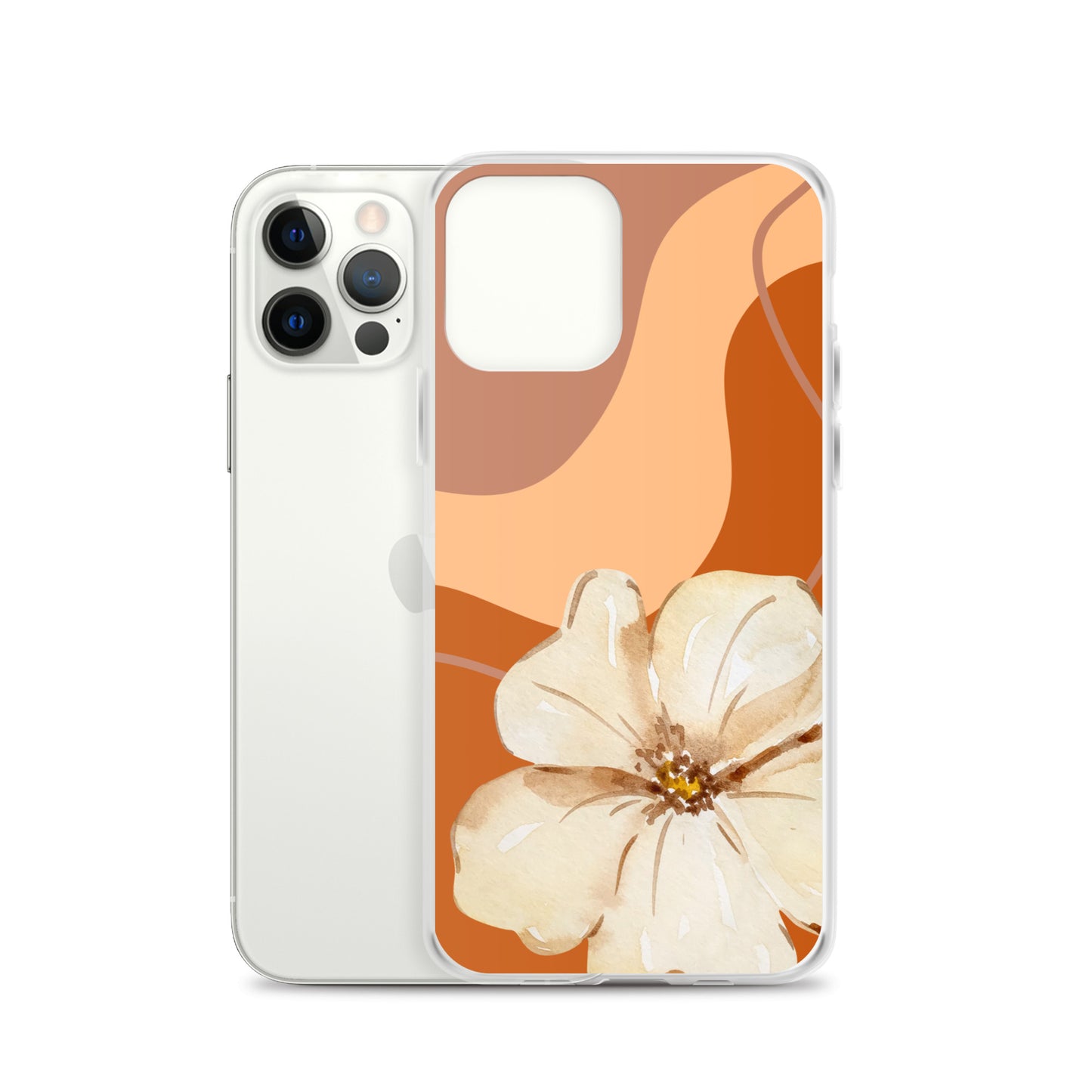 Fall Beige Color with White Flower- Clear Case for iPhone®