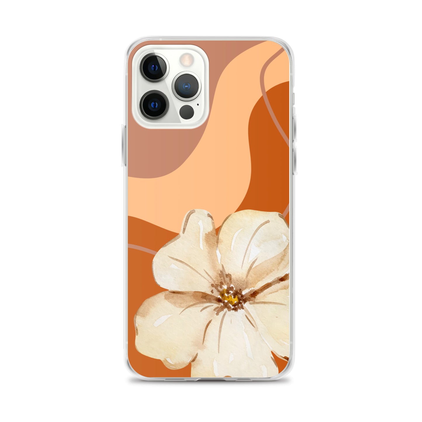 Fall Beige Color with White Flower- Clear Case for iPhone®