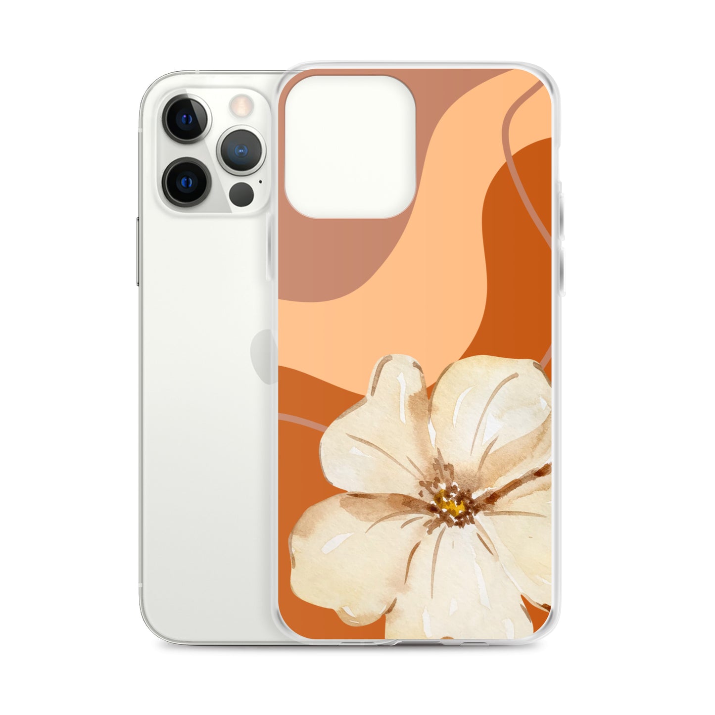 Fall Beige Color with White Flower- Clear Case for iPhone®
