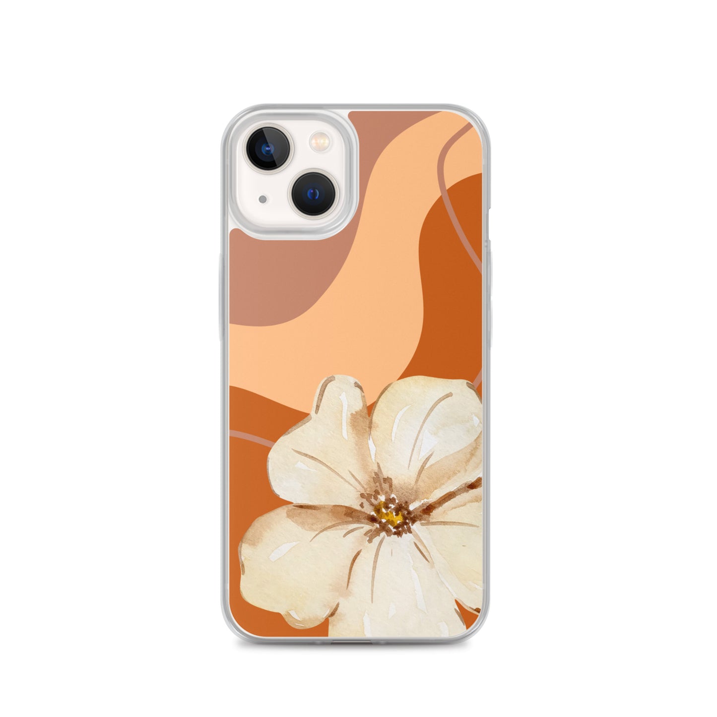 Fall Beige Color with White Flower- Clear Case for iPhone®