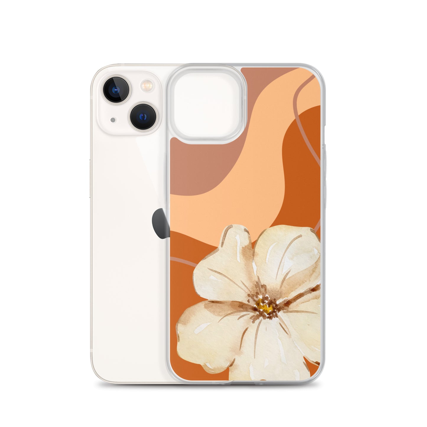 Fall Beige Color with White Flower- Clear Case for iPhone®
