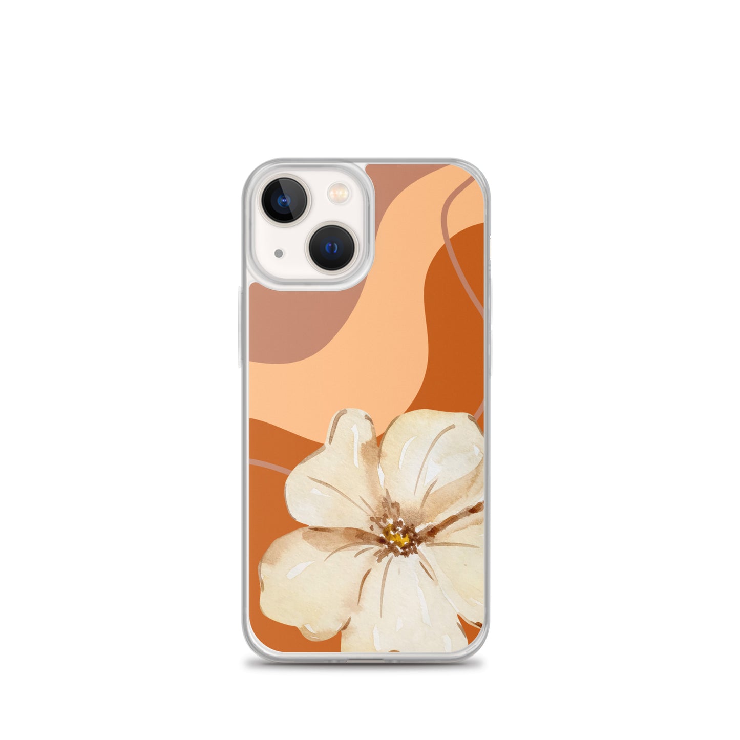 Fall Beige Color with White Flower- Clear Case for iPhone®