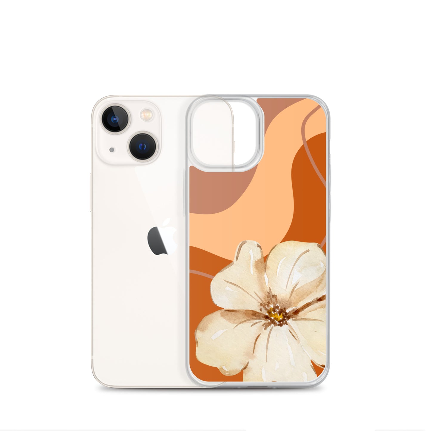 Fall Beige Color with White Flower- Clear Case for iPhone®