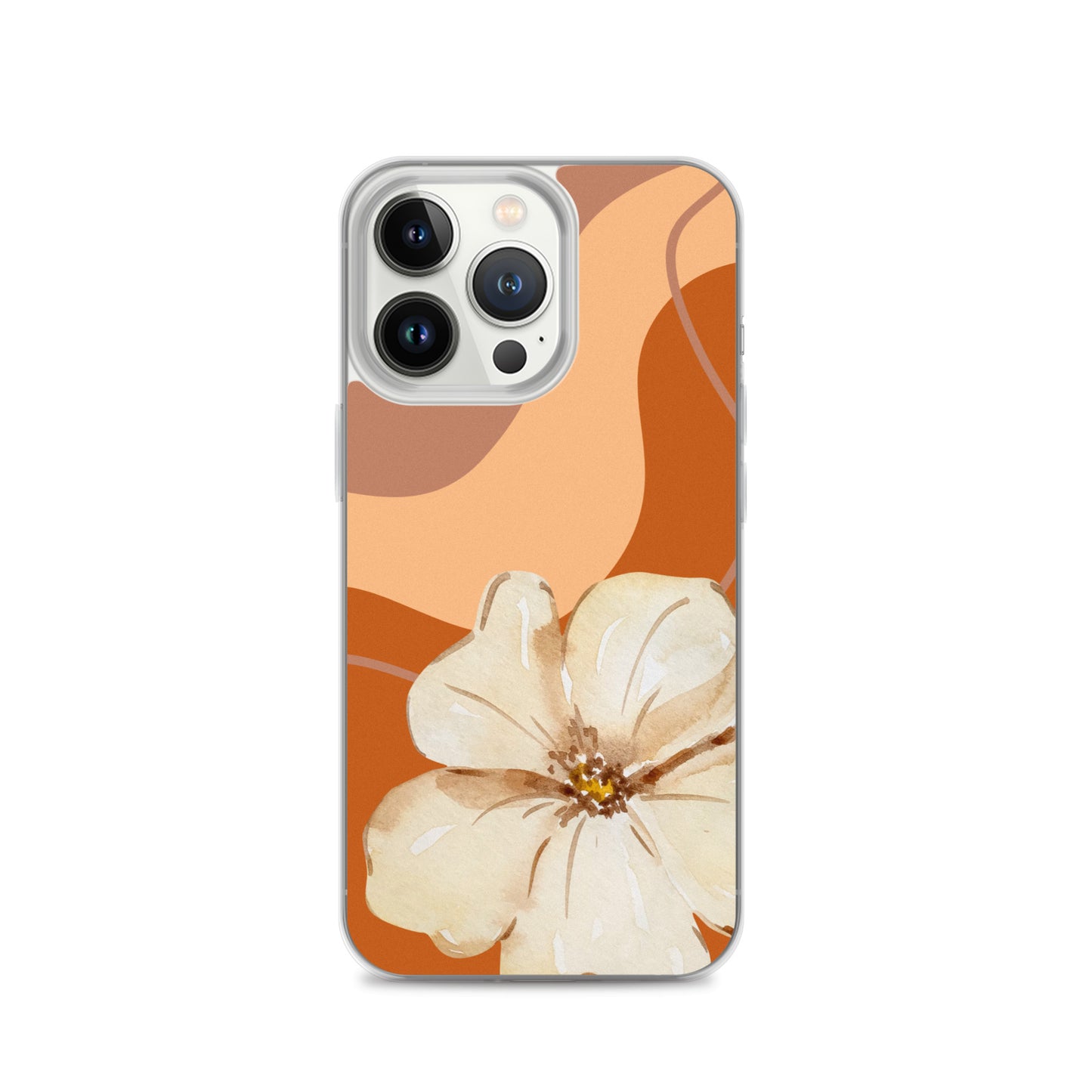 Fall Beige Color with White Flower- Clear Case for iPhone®
