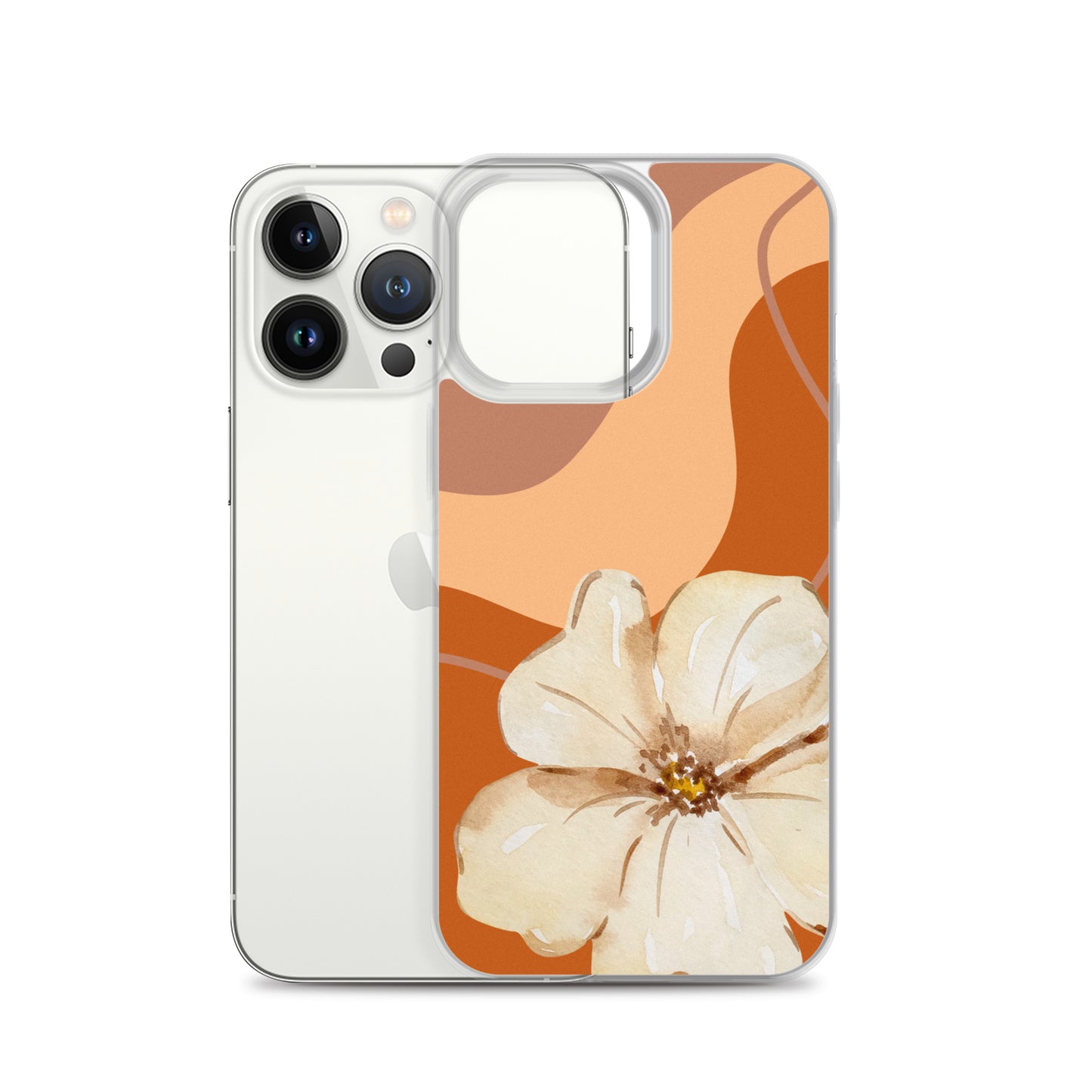 Fall Beige Color with White Flower- Clear Case for iPhone®
