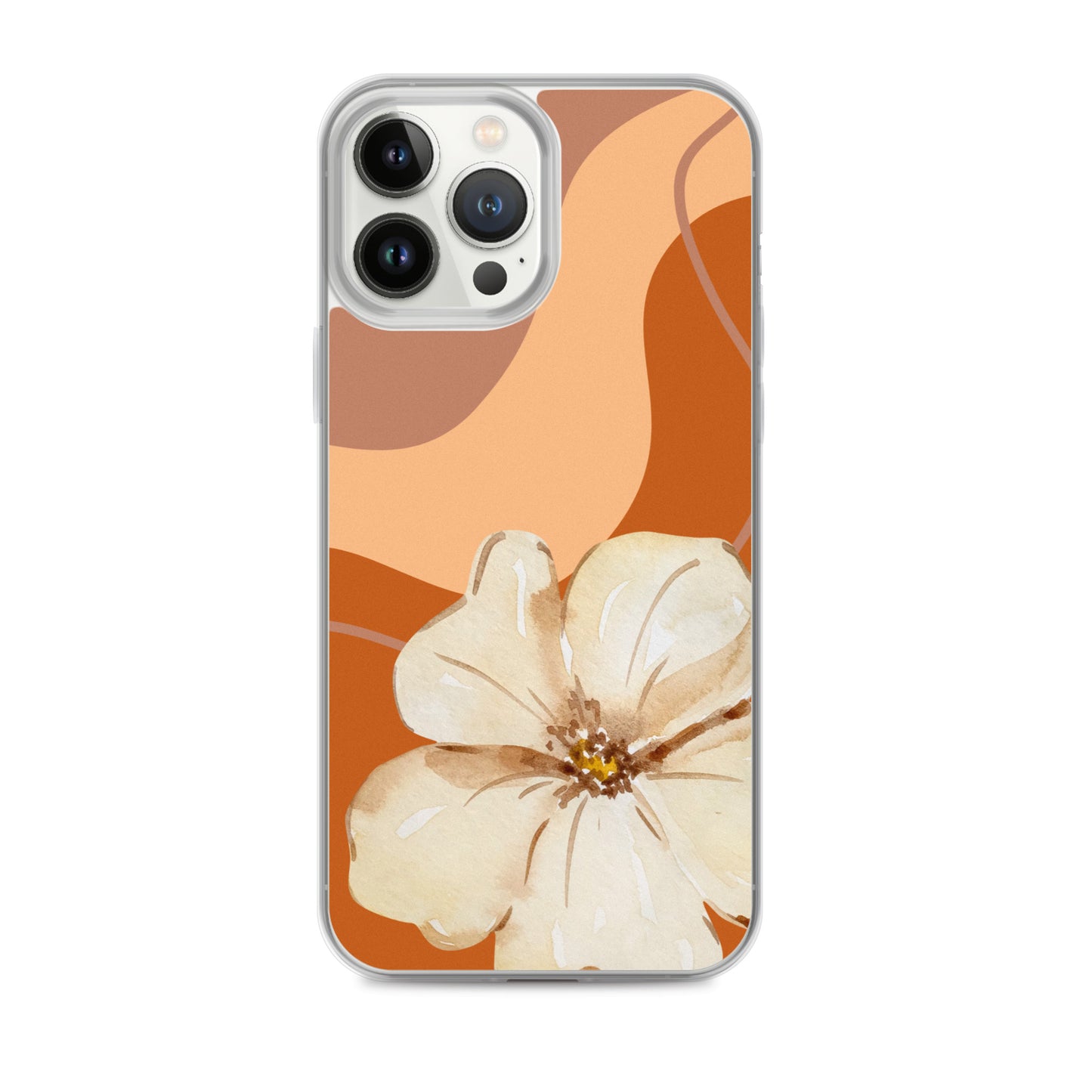 Fall Beige Color with White Flower- Clear Case for iPhone®