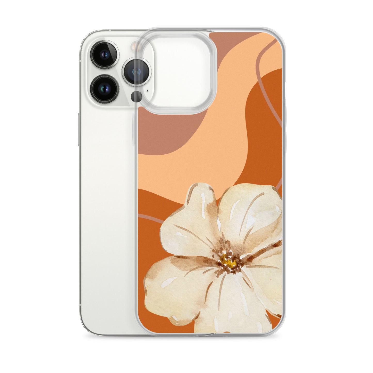 Fall Beige Color with White Flower- Clear Case for iPhone®