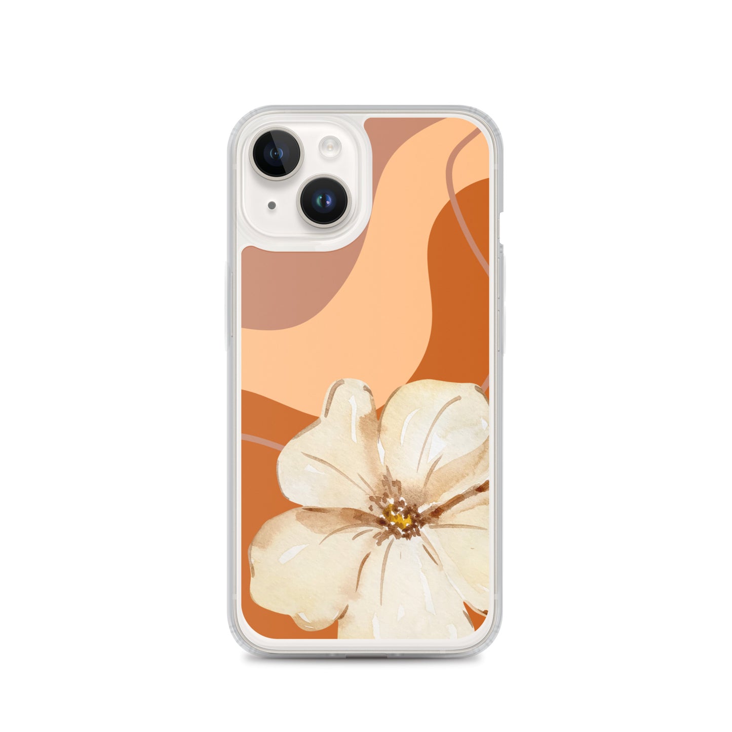 Fall Beige Color with White Flower- Clear Case for iPhone®