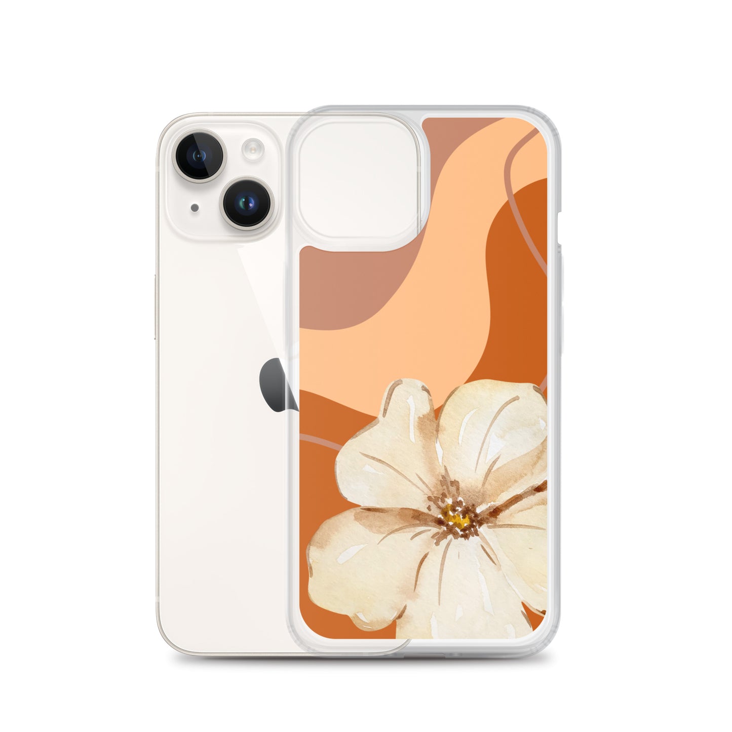 Fall Beige Color with White Flower- Clear Case for iPhone®