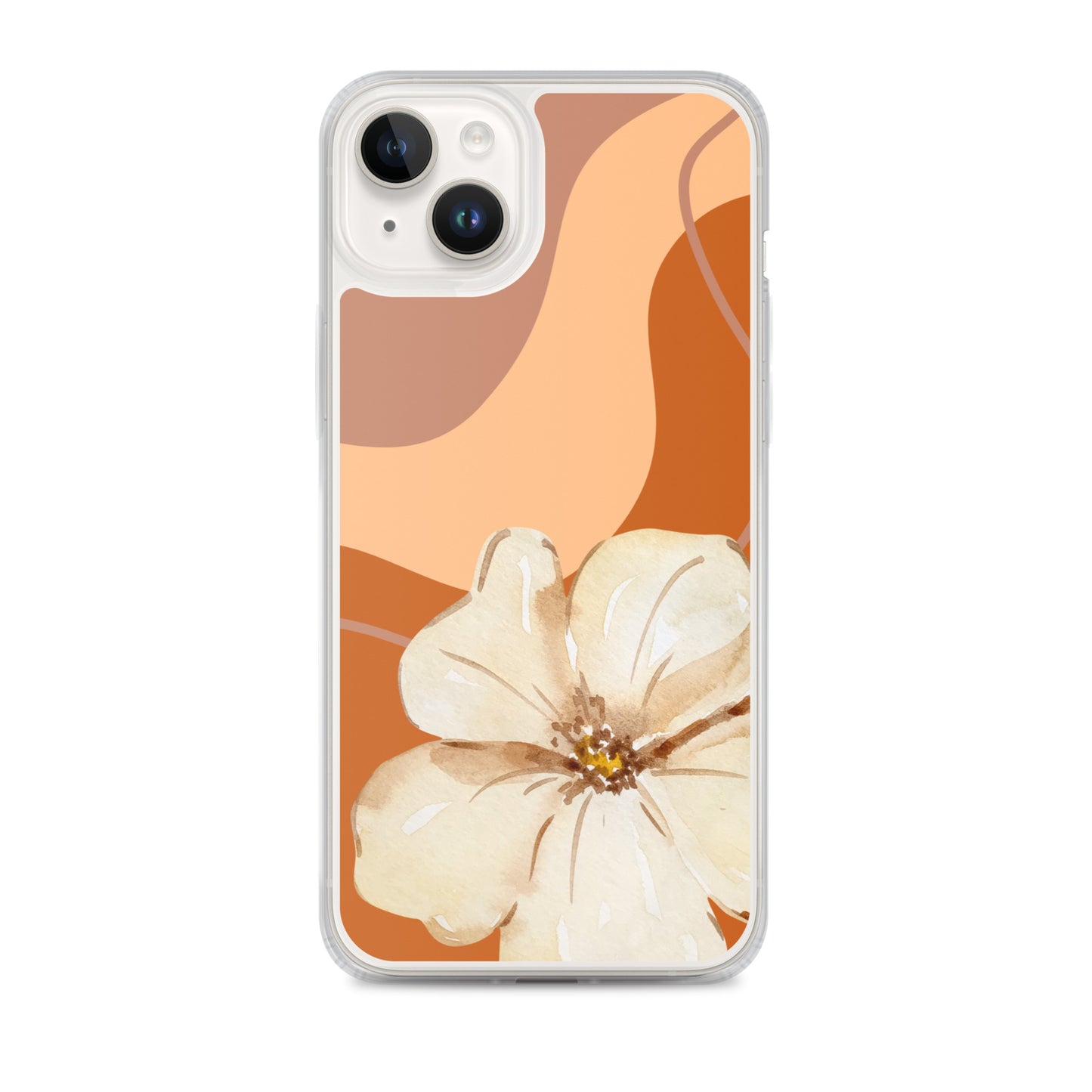 Fall Beige Color with White Flower- Clear Case for iPhone®