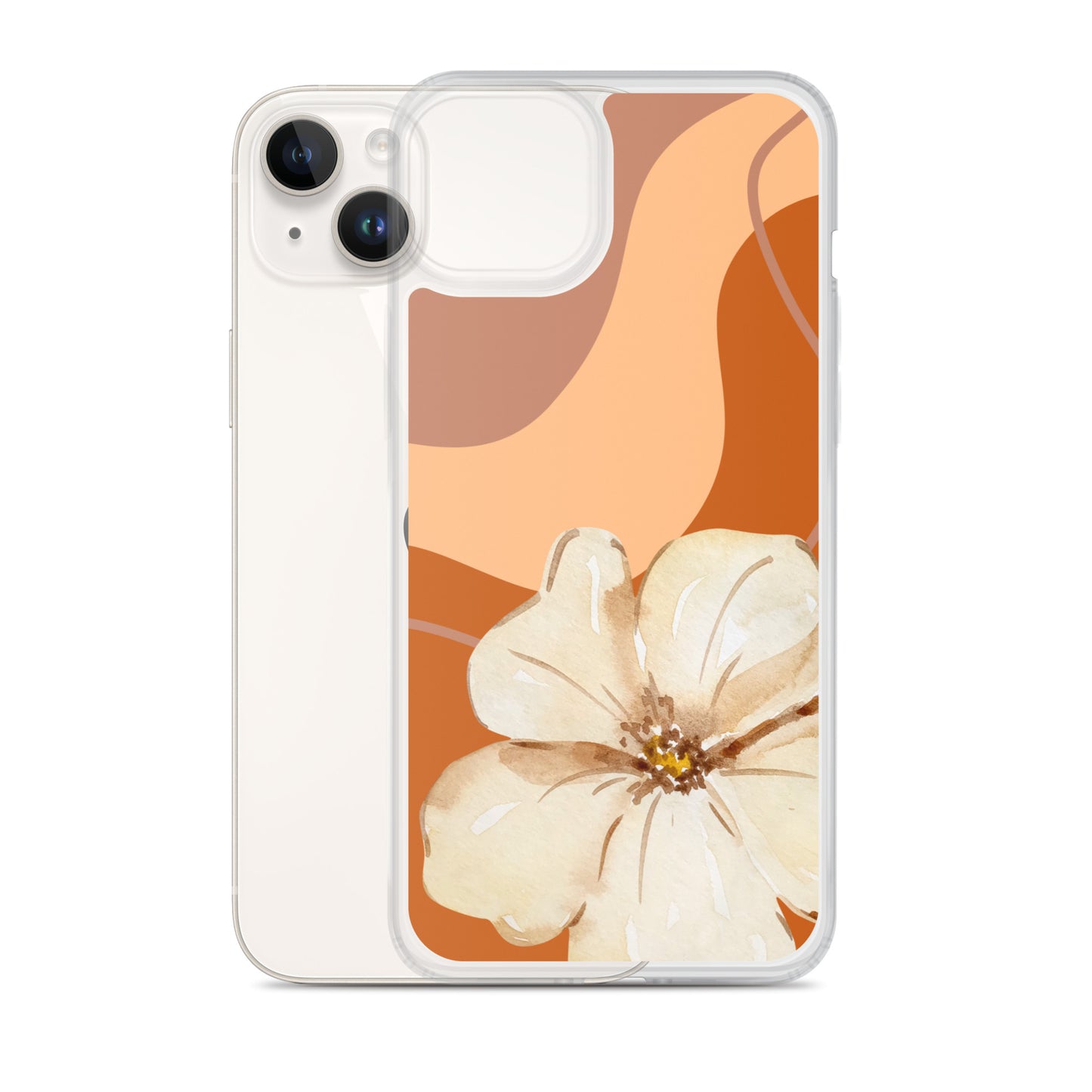 Fall Beige Color with White Flower- Clear Case for iPhone®