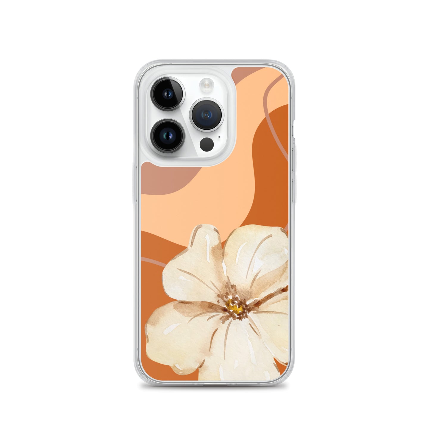Fall Beige Color with White Flower- Clear Case for iPhone®