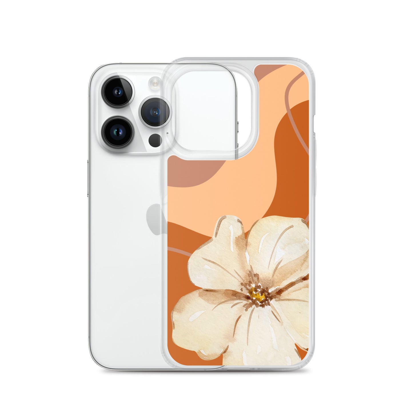 Fall Beige Color with White Flower- Clear Case for iPhone®