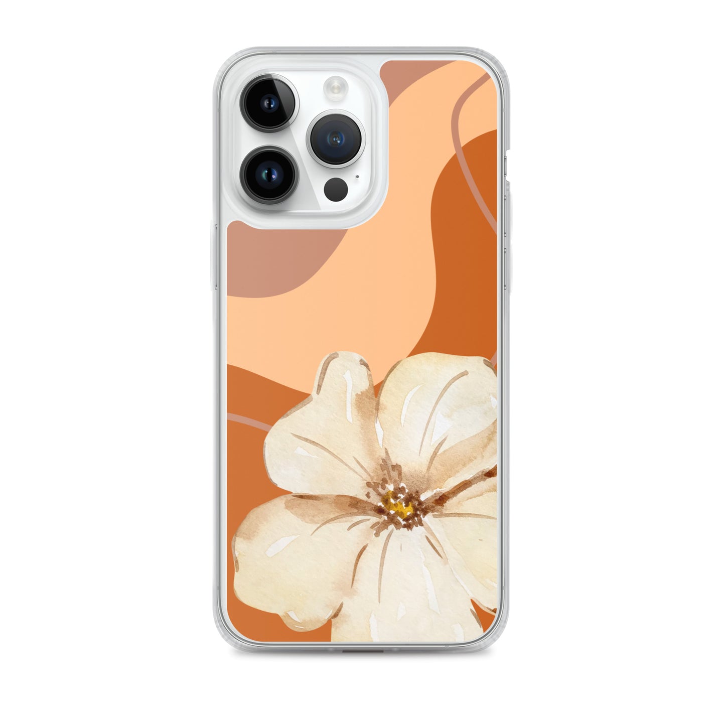 Fall Beige Color with White Flower- Clear Case for iPhone®