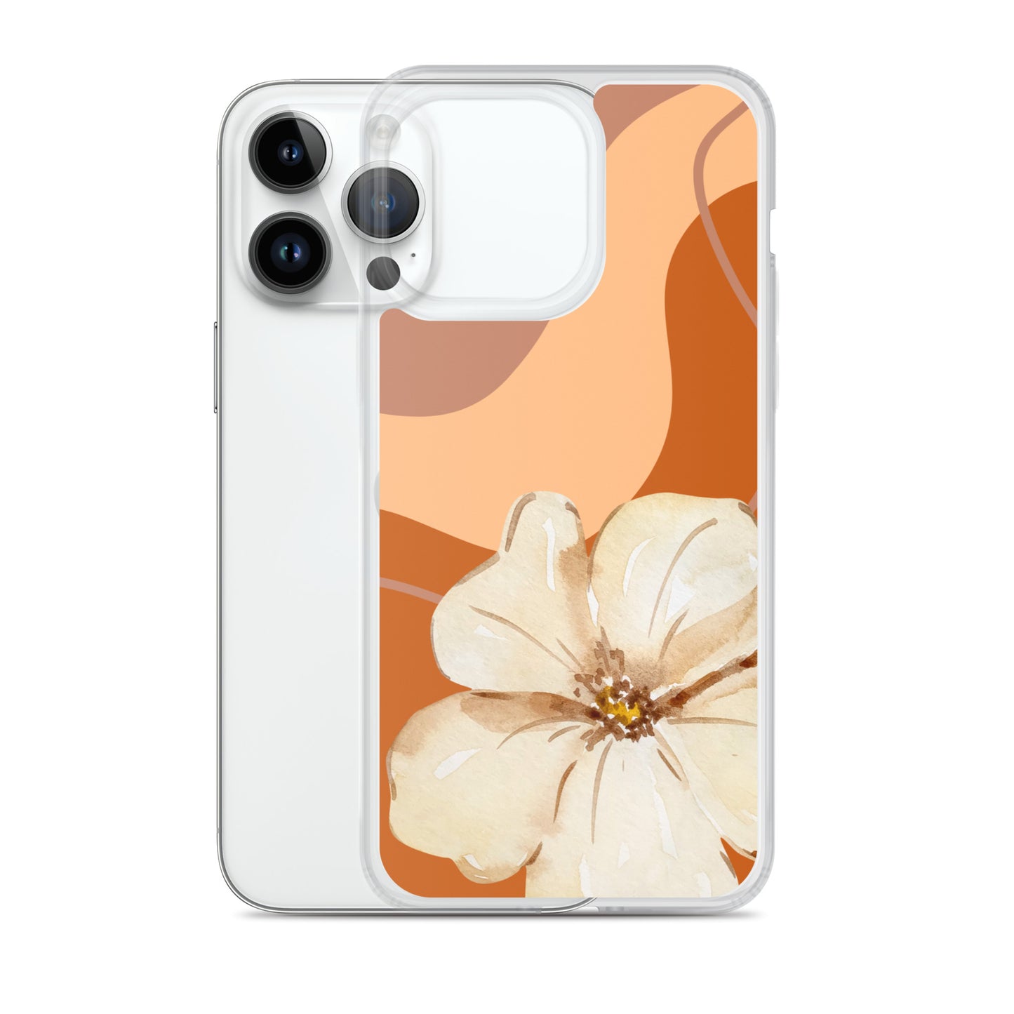 Fall Beige Color with White Flower- Clear Case for iPhone®