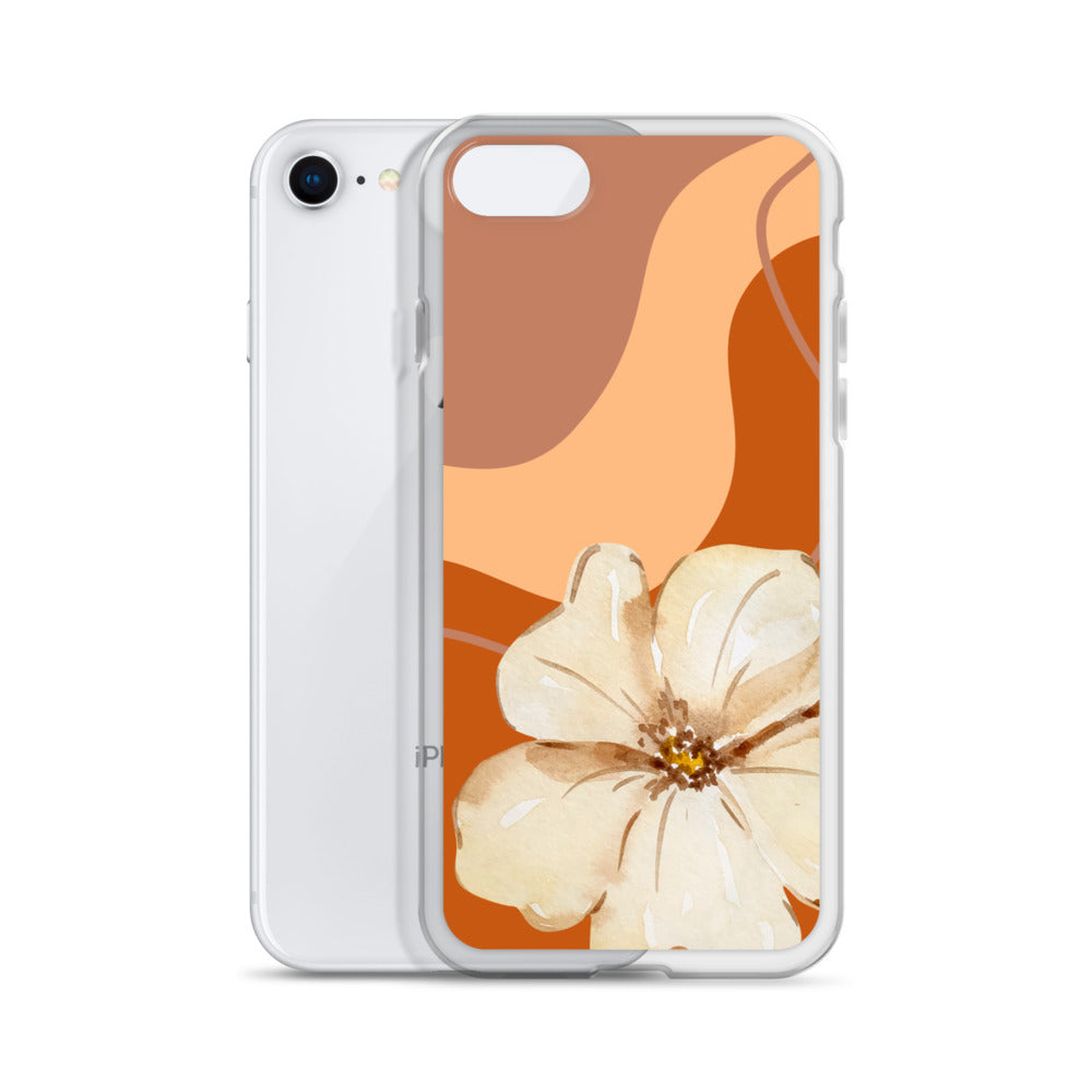 Fall Beige Color with White Flower- Clear Case for iPhone®