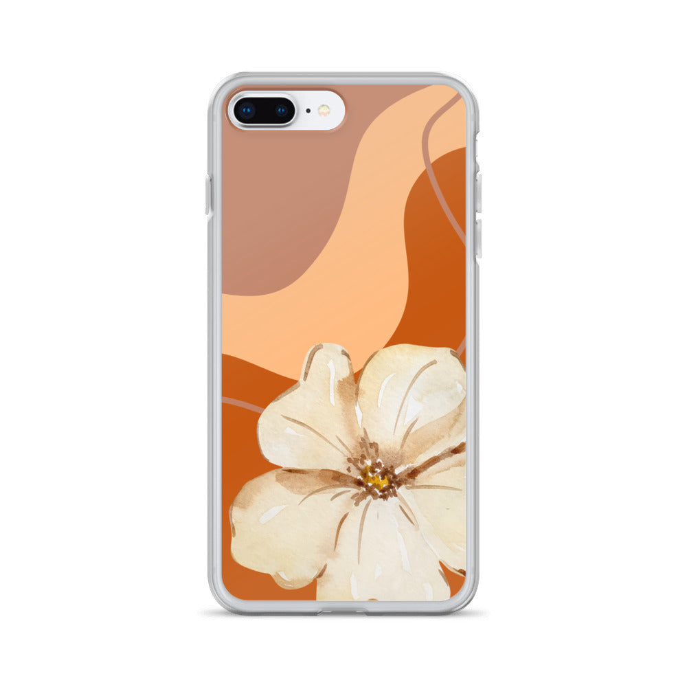 Fall Beige Color with White Flower- Clear Case for iPhone®