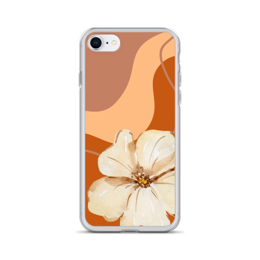 Fall Beige Color with White Flower- Clear Case for iPhone®