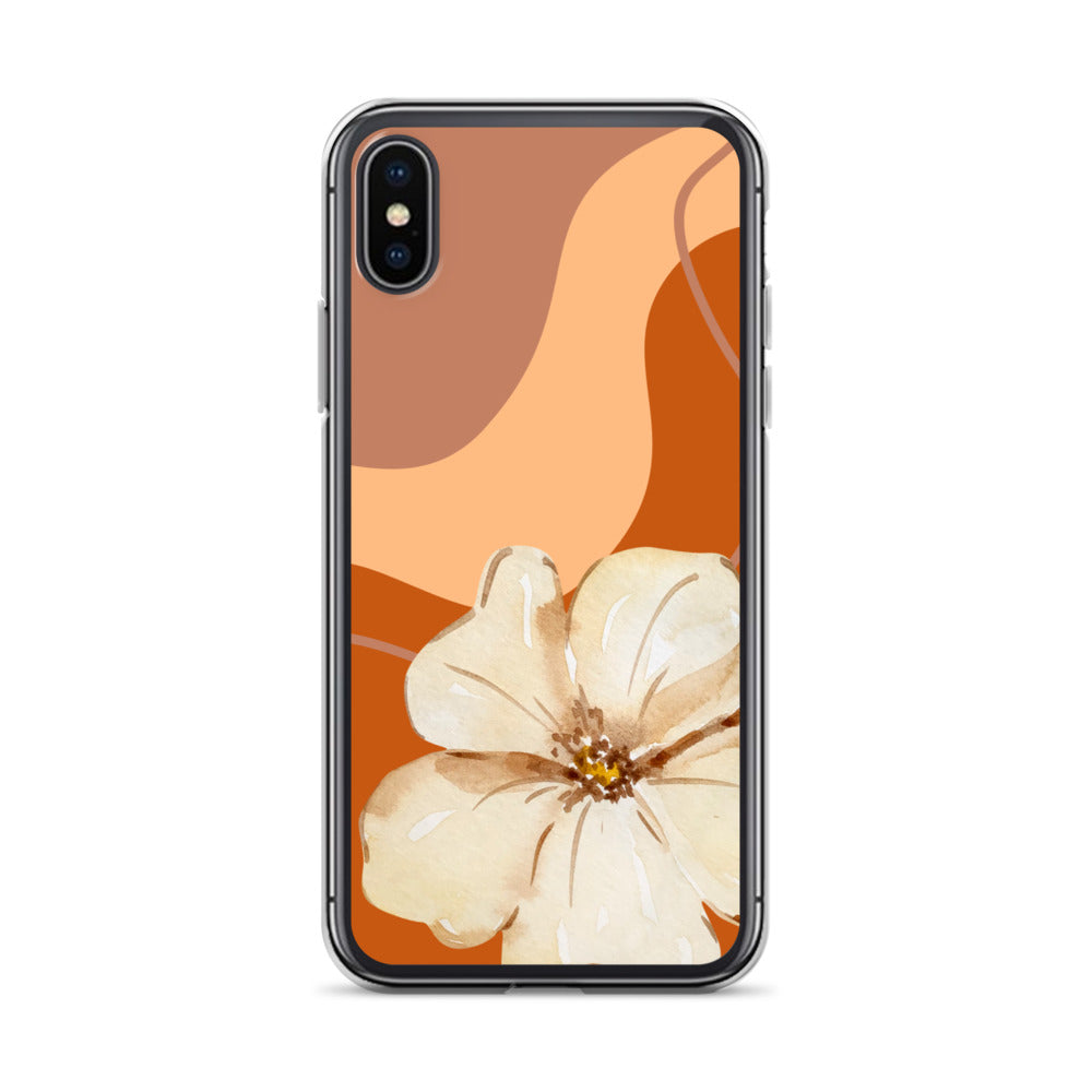 Fall Beige Color with White Flower- Clear Case for iPhone®