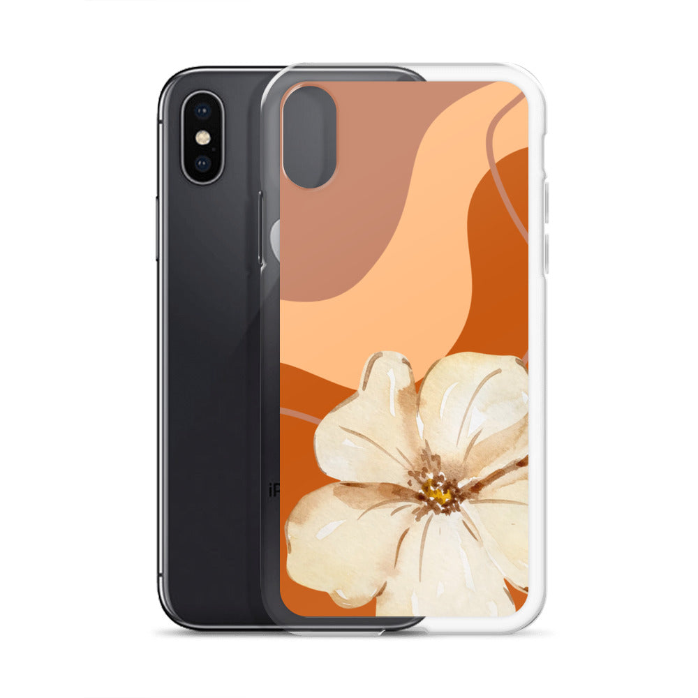 Fall Beige Color with White Flower- Clear Case for iPhone®