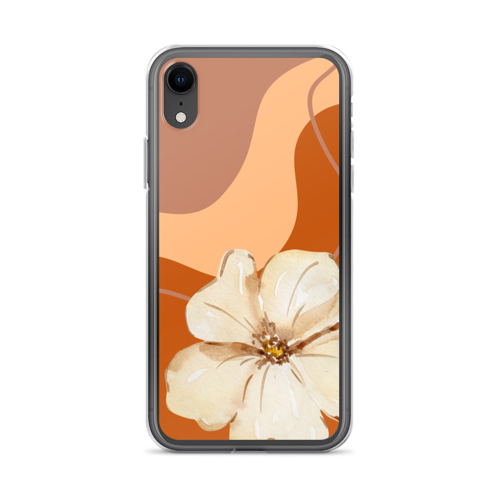 Fall Beige Color with White Flower- Clear Case for iPhone®
