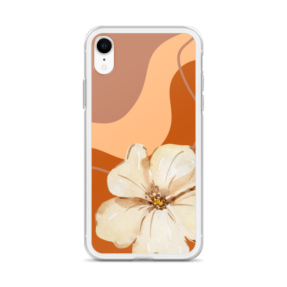 Fall Beige Color with White Flower- Clear Case for iPhone®