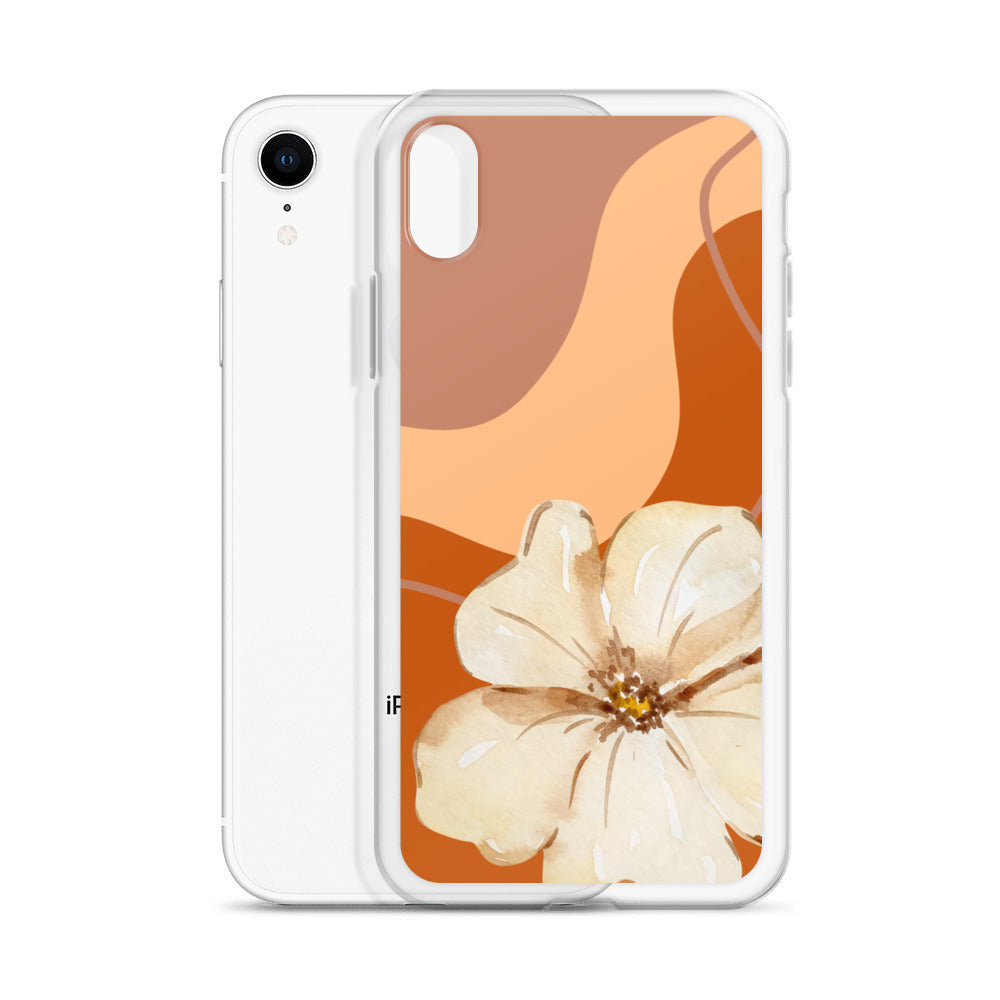 Fall Beige Color with White Flower- Clear Case for iPhone®