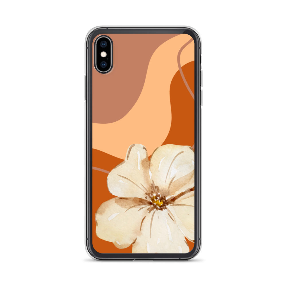 Fall Beige Color with White Flower- Clear Case for iPhone®