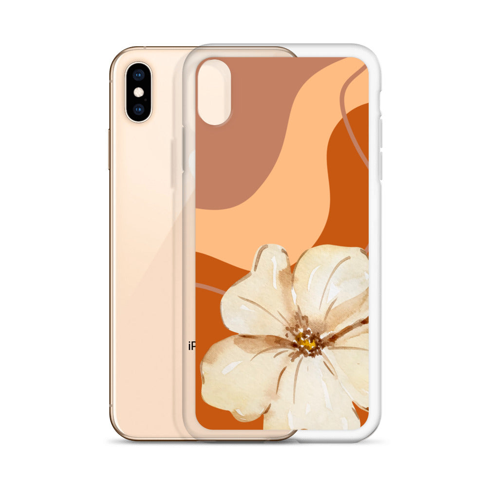 Fall Beige Color with White Flower- Clear Case for iPhone®