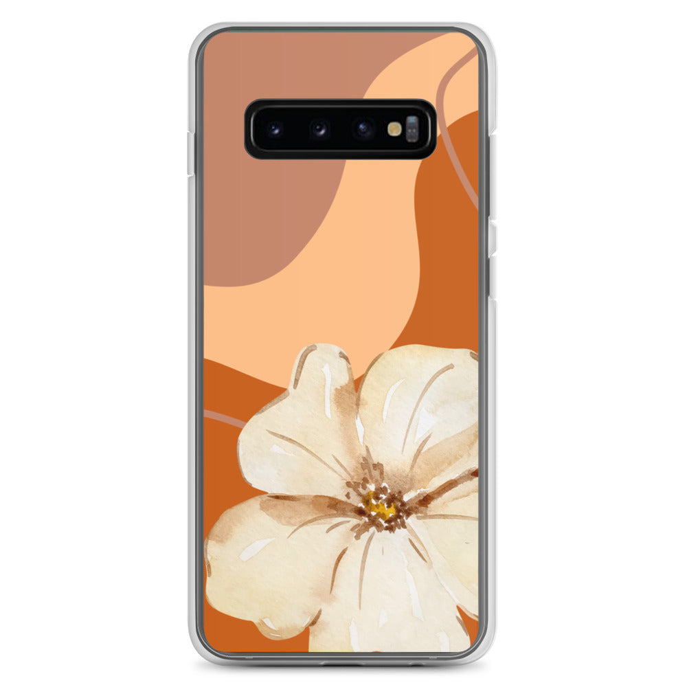 Fall Beige Color with White Flower - Clear Case for Samsung®