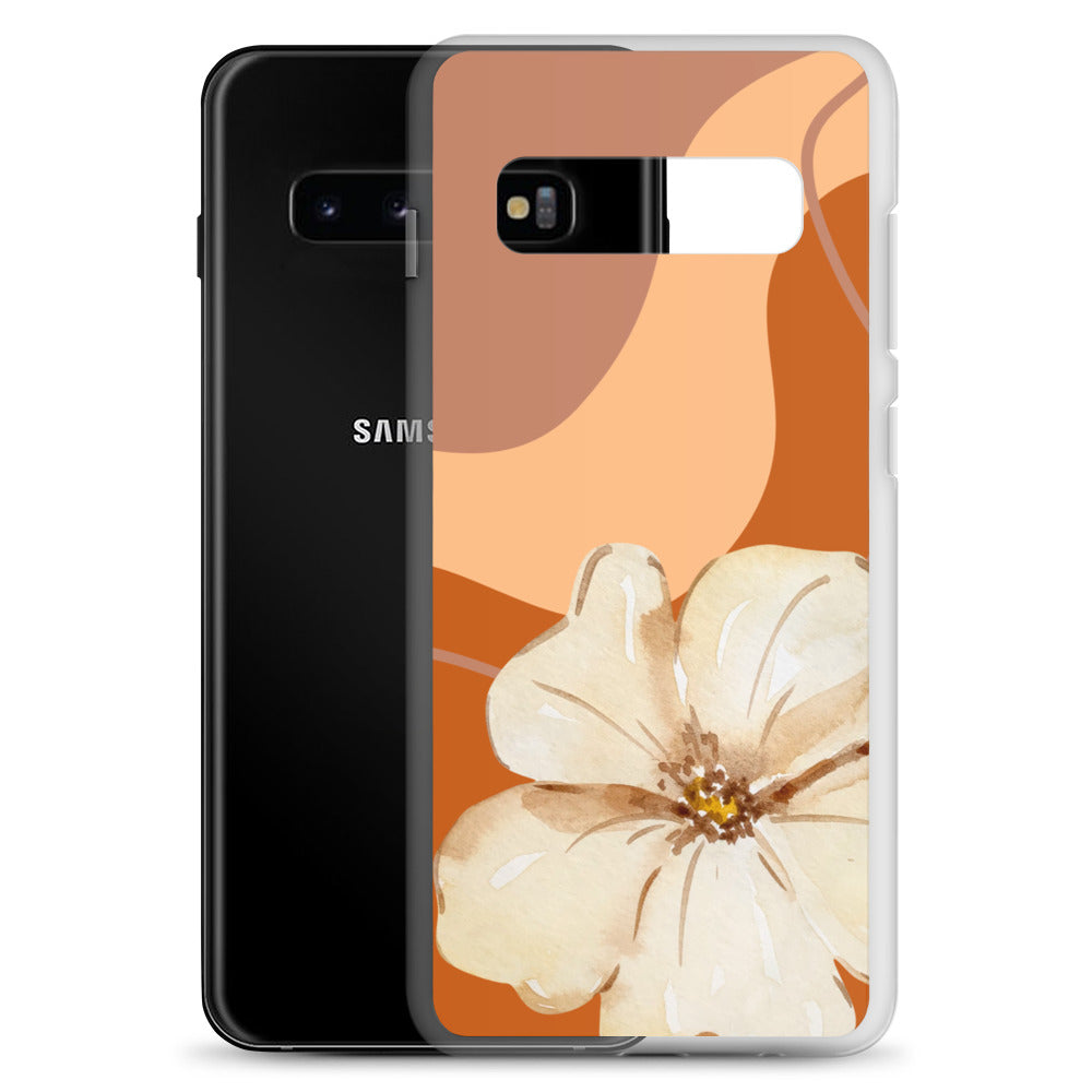 Fall Beige Color with White Flower - Clear Case for Samsung®