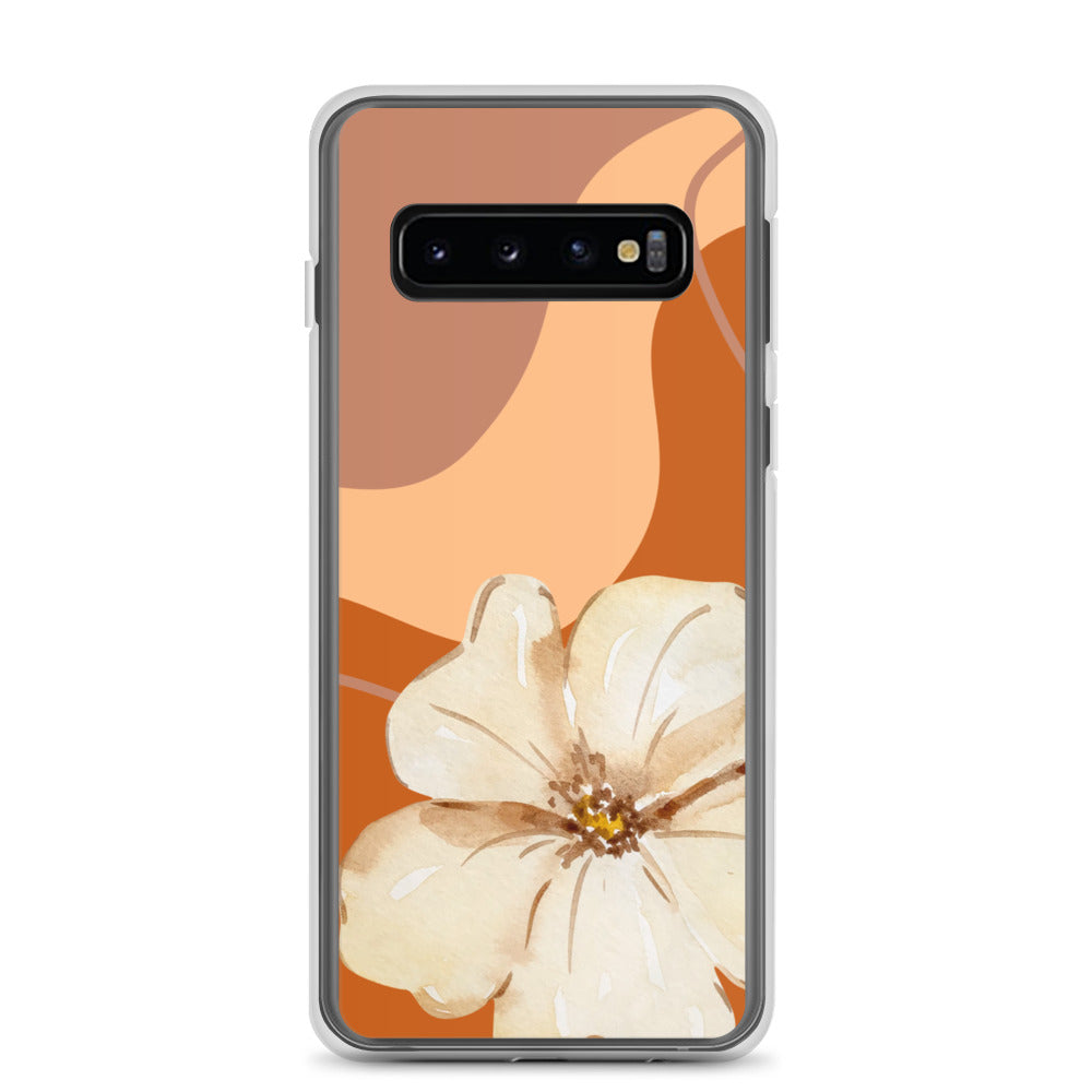 Fall Beige Color with White Flower - Clear Case for Samsung®
