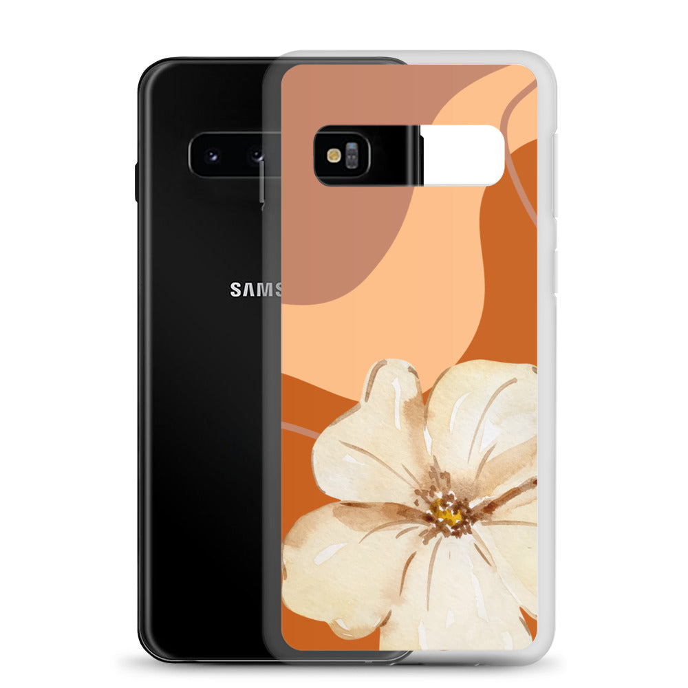 Fall Beige Color with White Flower - Clear Case for Samsung®