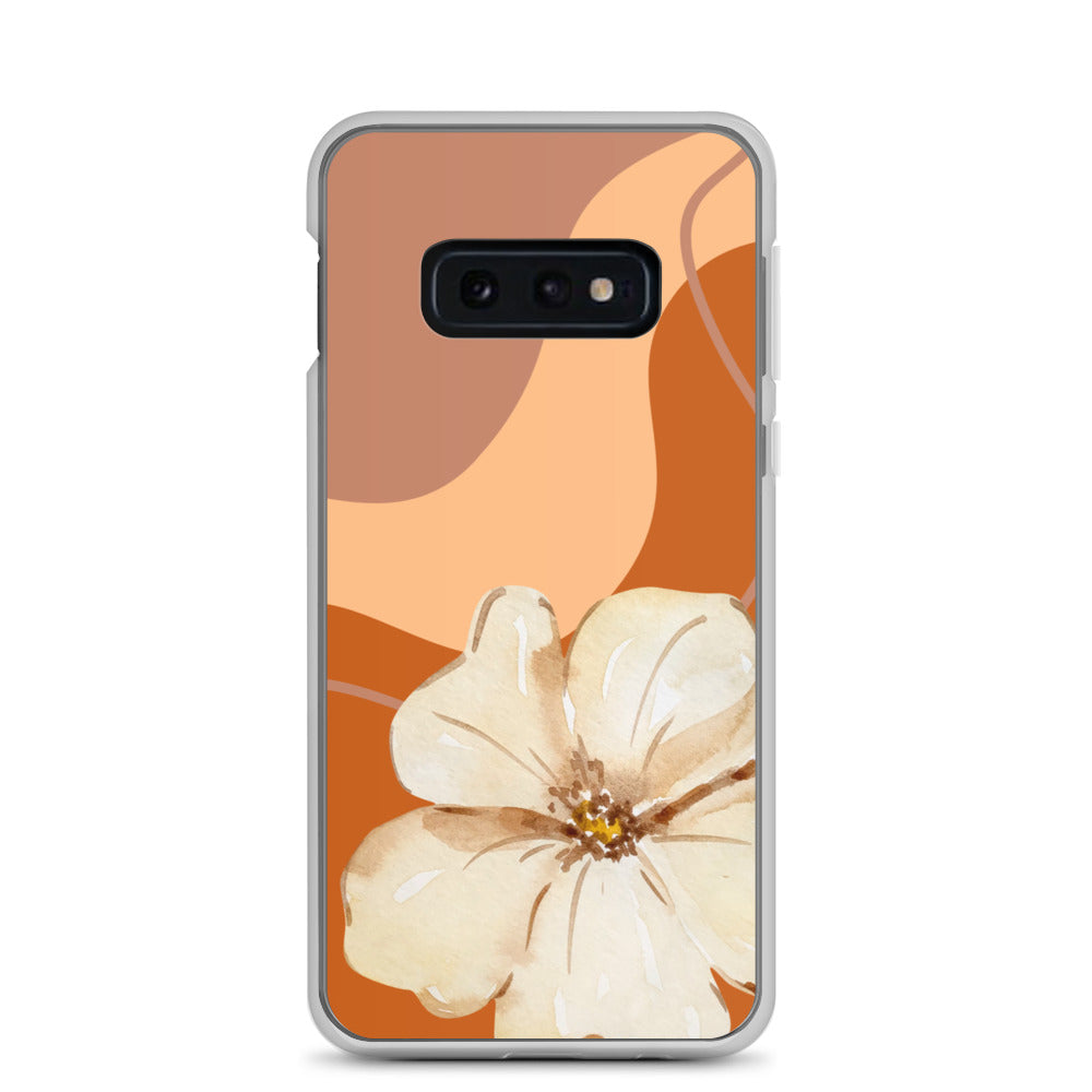 Fall Beige Color with White Flower - Clear Case for Samsung®