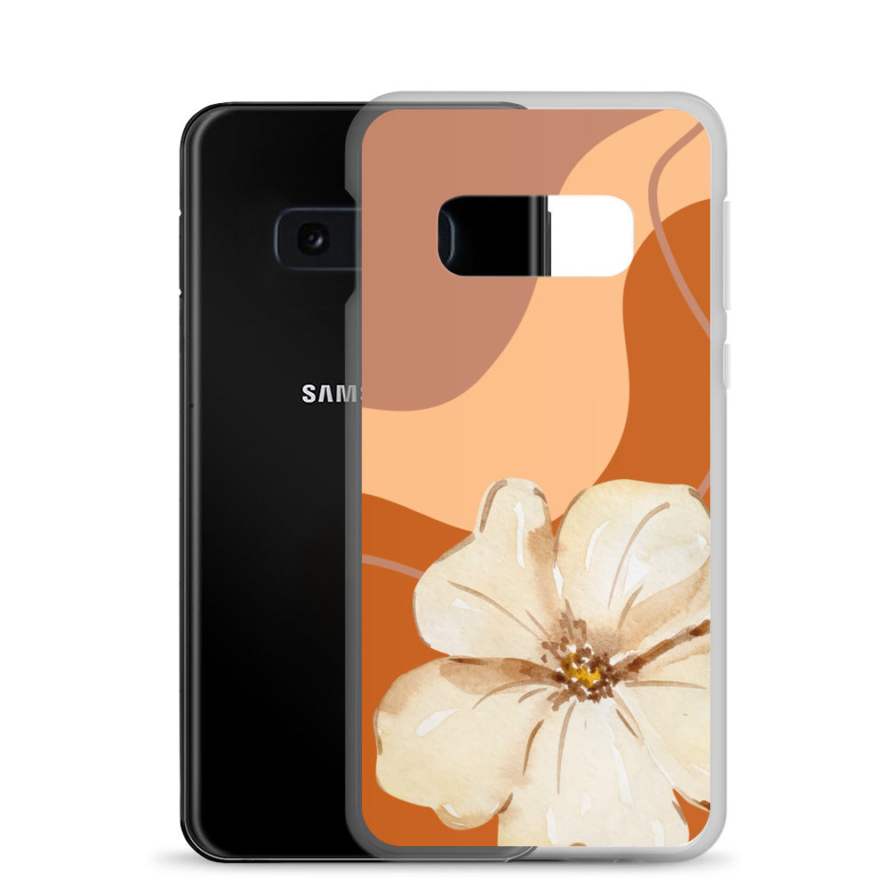 Fall Beige Color with White Flower - Clear Case for Samsung®