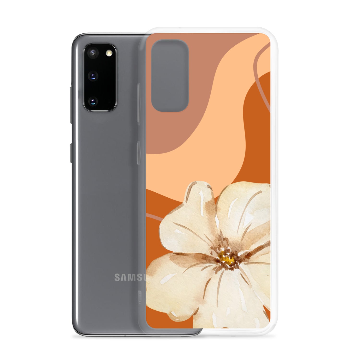 Fall Beige Color with White Flower - Clear Case for Samsung®