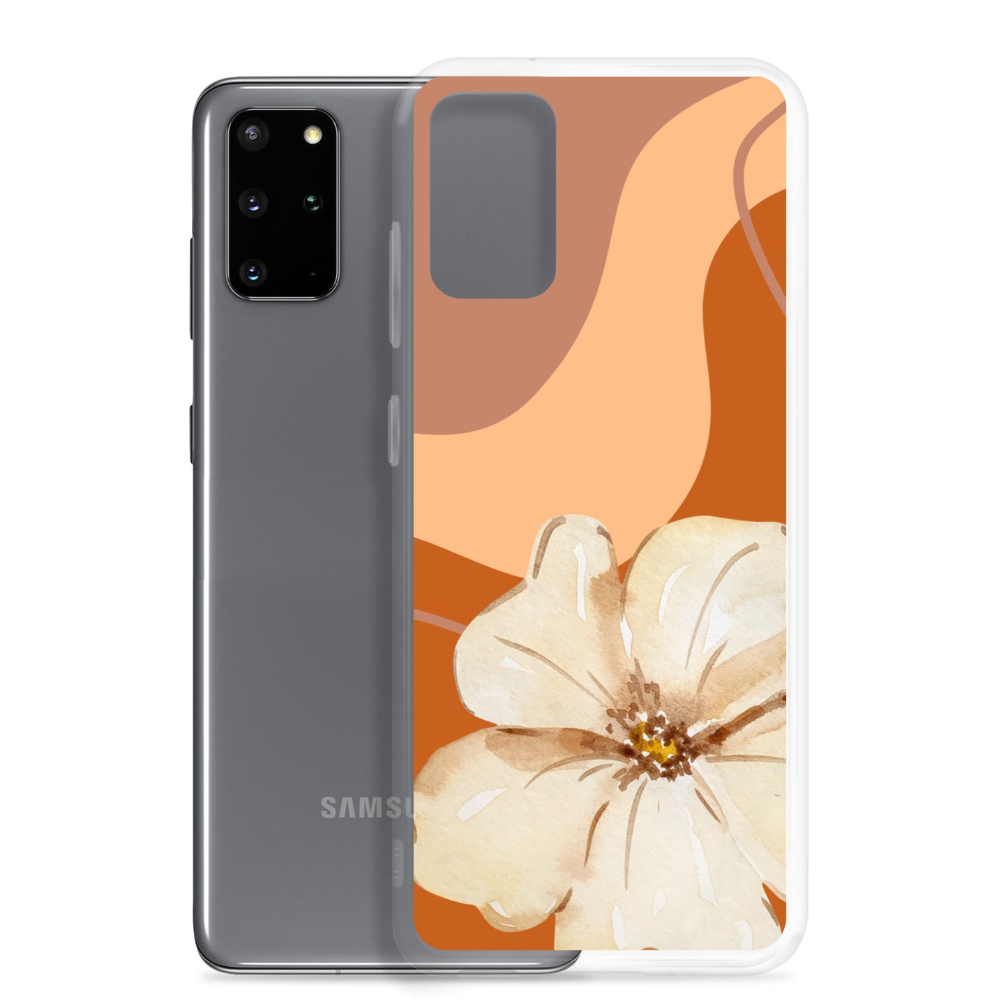 Fall Beige Color with White Flower - Clear Case for Samsung®