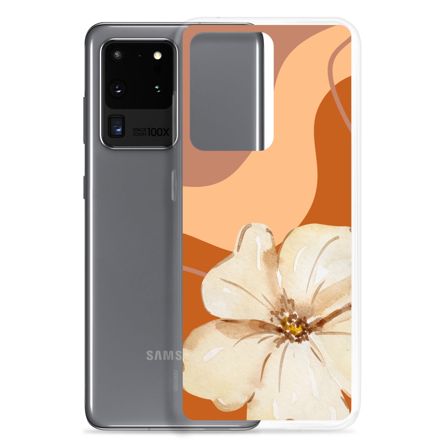 Fall Beige Color with White Flower - Clear Case for Samsung®