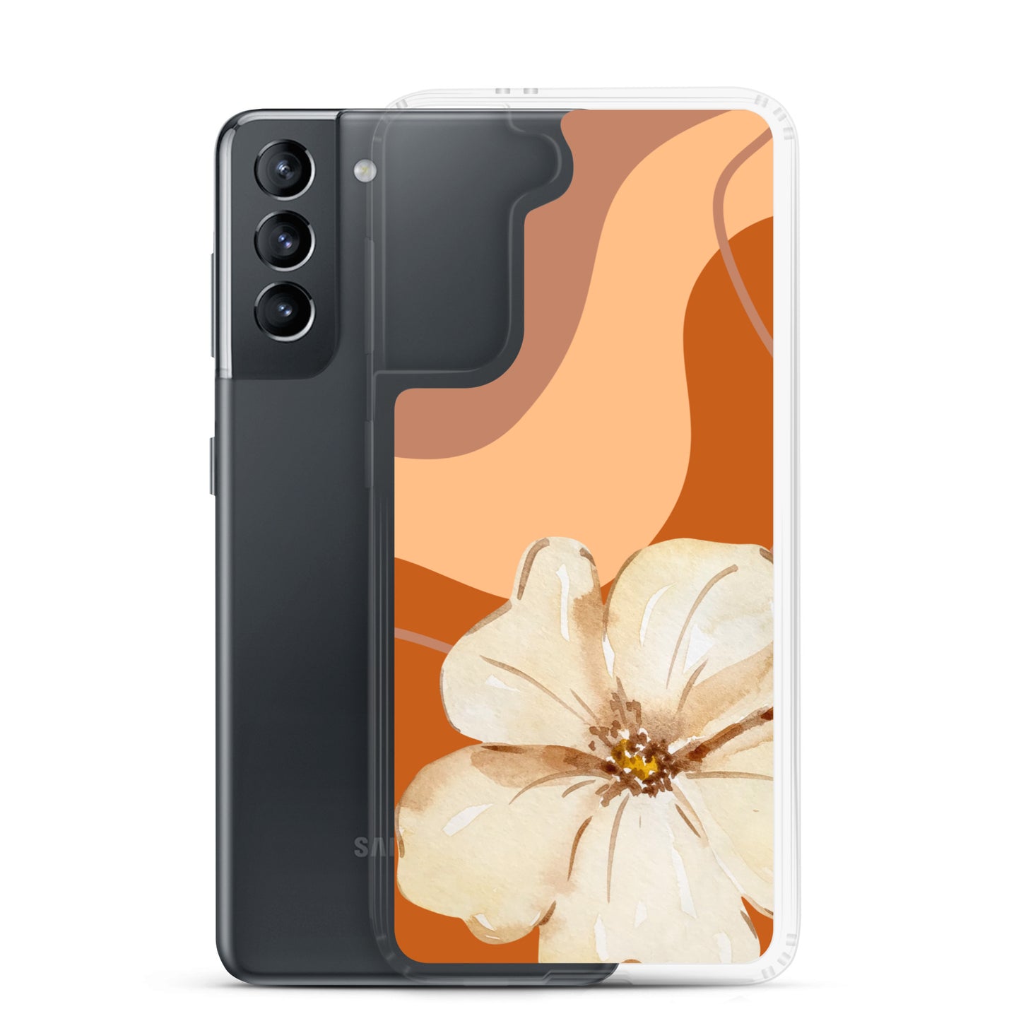 Fall Beige Color with White Flower - Clear Case for Samsung®