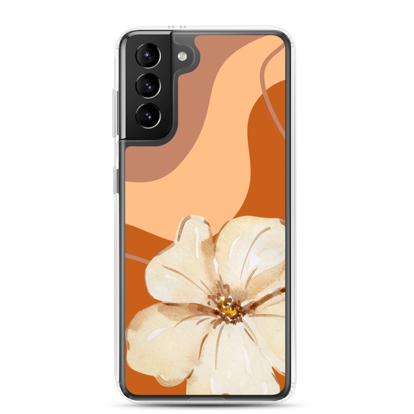 Fall Beige Color with White Flower - Clear Case for Samsung®